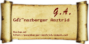 Günszberger Asztrid névjegykártya